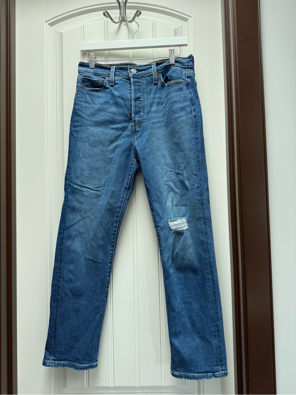 Levi's Women’s Wedgie Straight-Leg Jeans with Knee Distress
